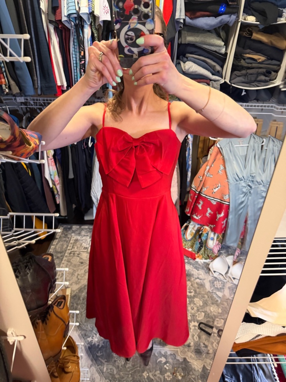 Target Red Bow-Front Midi Dress - Picture 2 of 3